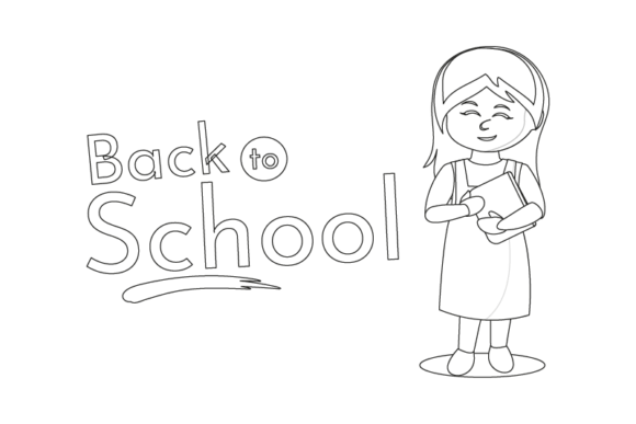 Back to School Kids Character Outline