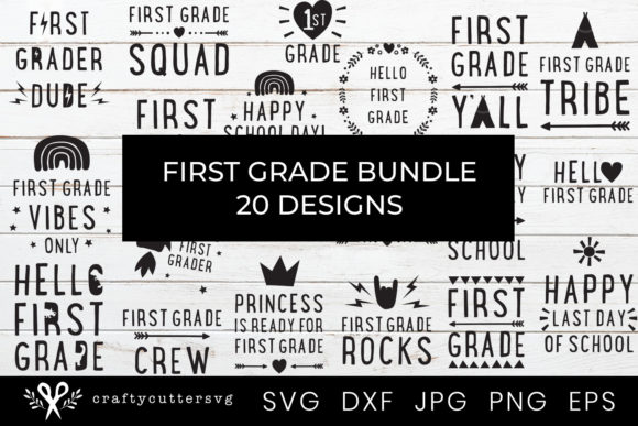 First Grade Back to School Bundle: 20 Designs
